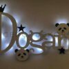 Doğan İsme Özel Işıklı Duvar Panosu - Panda ve Doğa Temalı