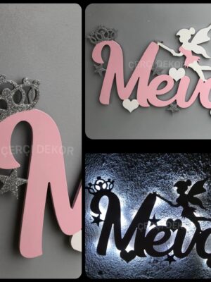 İsme Özel Peri Masalı Bebek Odası Duvar Dekoru - Meva Modeli