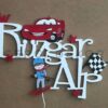 Rüzgar Alp İsme Özel Işıklı Duvar Panosu - Şimşek McQueen ve Yarış Temalı