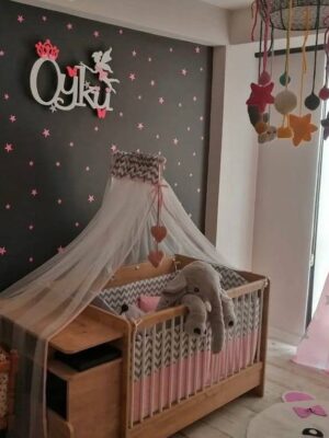 Öykü Modeli Peri Kızı ve Kelebek Figürlü Bebek Odası Işıklı İsimlik