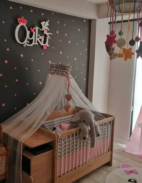 Öykü Modeli Peri Kızı ve Kelebek Figürlü Bebek Odası Işıklı İsimlik